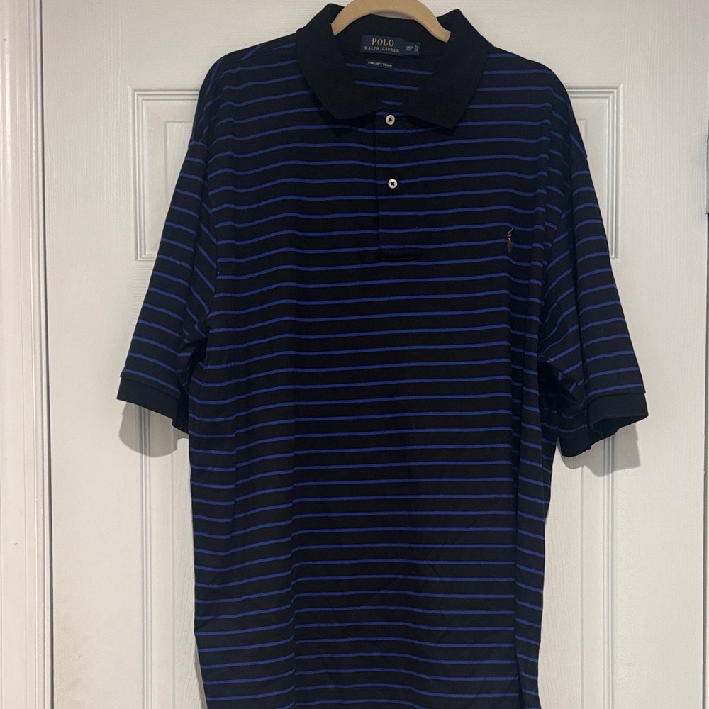 Polo by Ralph Lauren Men's Navy and Black Striped Polo